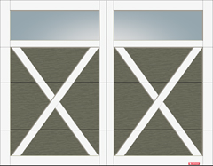 Eastman E-21, 9’ x 7’, Dark Sand door and Ice White overlays, Clear Panoramic windows