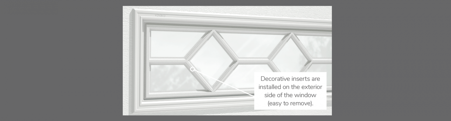 Waterton Decorative Insert, 40" x 13" or 41" x 16", available for door R-16, R-12, 3 layers - Polystyrene, 2 layers - Polystyrene and Non-insulated
